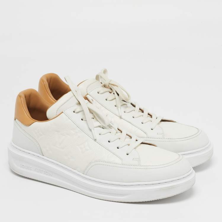 Pre Owned Louis Vuitton Beverly Hills Size 42 White/Brown Leather Low Top Sneakers