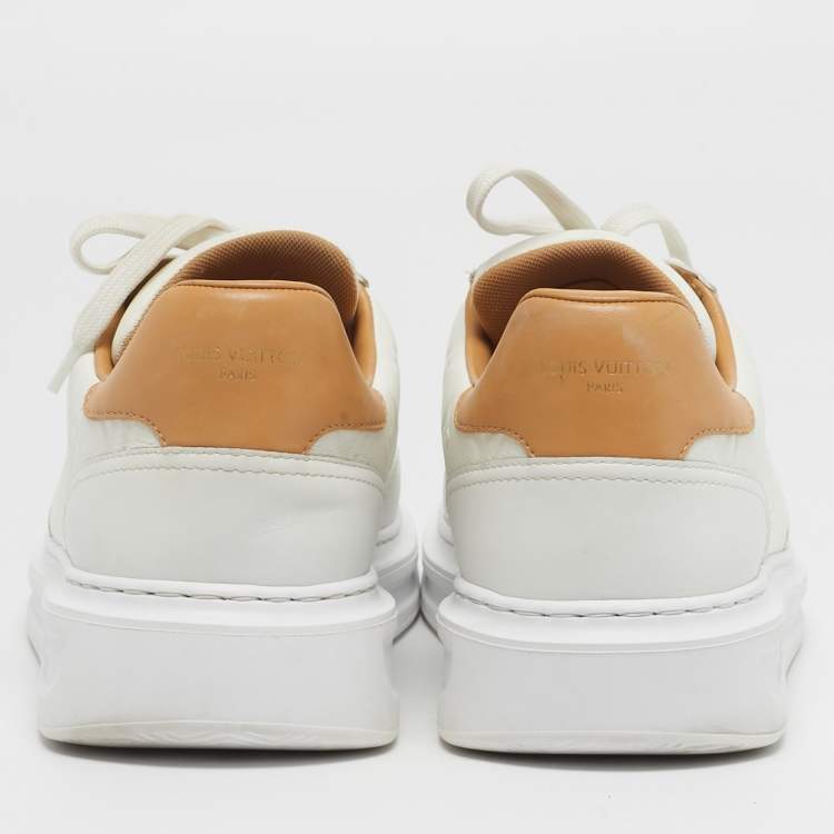 Pre Owned Louis Vuitton Beverly Hills Size 42 White/Brown Leather Low Top Sneakers