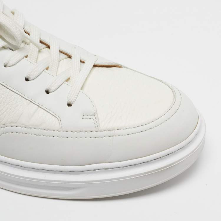 Pre Owned Louis Vuitton Beverly Hills Size 42 White/Brown Leather Low Top Sneakers