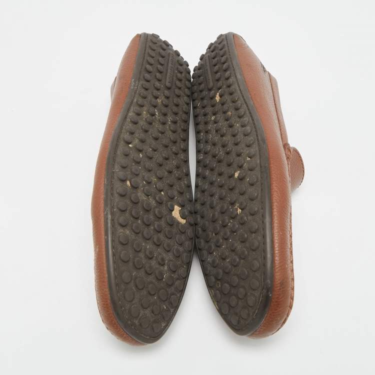 Pre Owned Louis Vuitton Size 42 Brown Leather Slip On Loafers