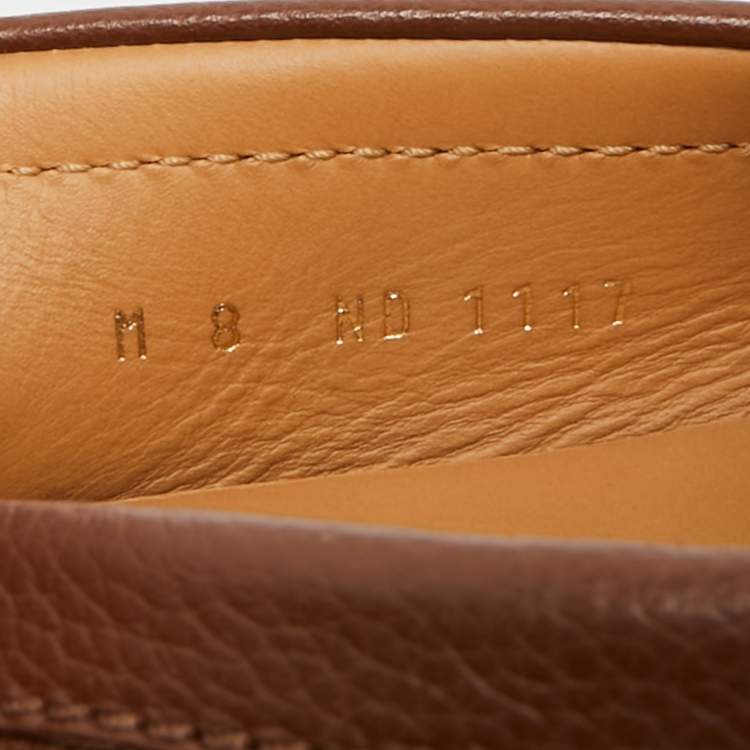 Pre Owned Louis Vuitton Size 42 Brown Leather Slip On Loafers