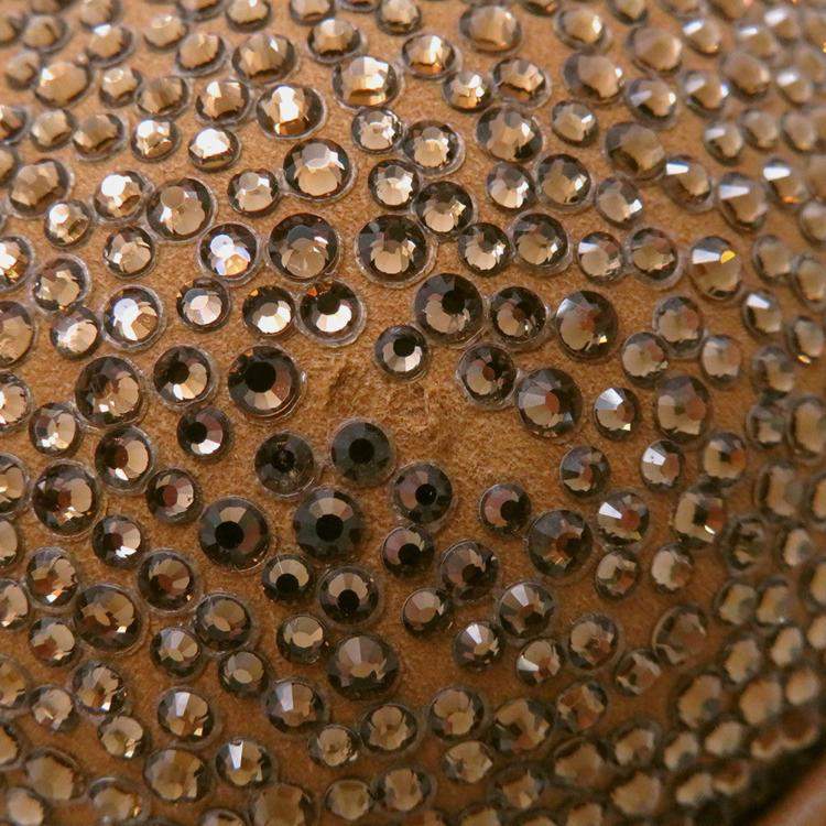 Pre Owned Louis Vuitton Oberkampf Line Encreboots Brown/Gold Leather Rhinestone Size 10