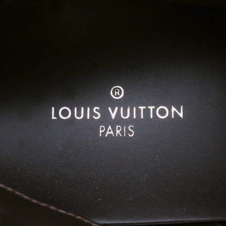 Pre Owned Louis Vuitton Oberkampf Line Encreboots Brown/Gold Leather Rhinestone Size 10