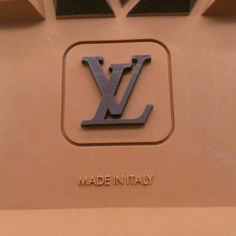 Pre Owned Louis Vuitton Oberkampf Line Encreboots Brown/Gold Leather Rhinestone Size 10