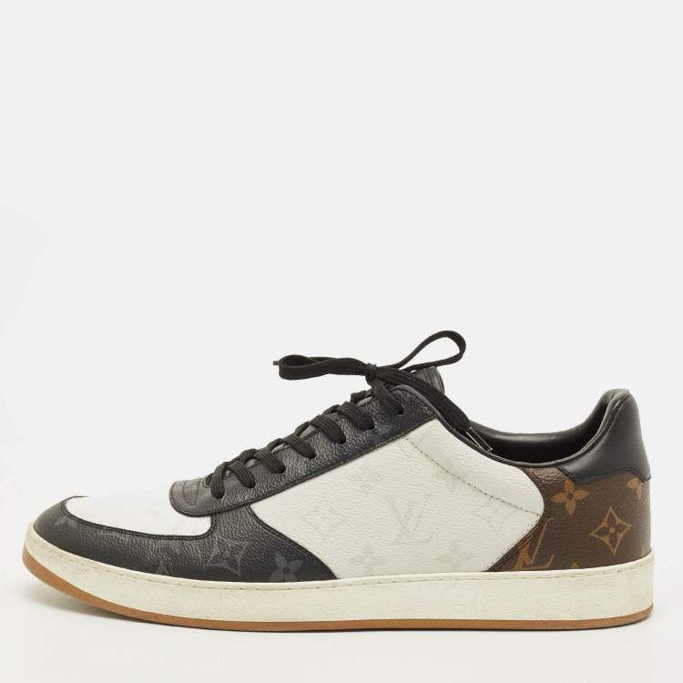 Pre Owned Louis Vuitton Rivoli Size 43.5 Tricolor Monogram Canvas and Leather Lace Up Sneakers