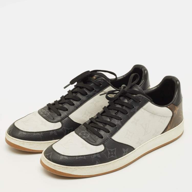 Pre Owned Louis Vuitton Rivoli Size 43.5 Tricolor Monogram Canvas and Leather Lace Up Sneakers