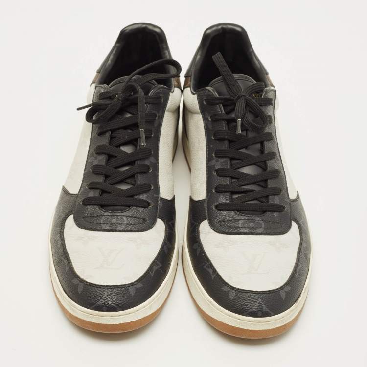 Pre Owned Louis Vuitton Rivoli Size 43.5 Tricolor Monogram Canvas and Leather Lace Up Sneakers