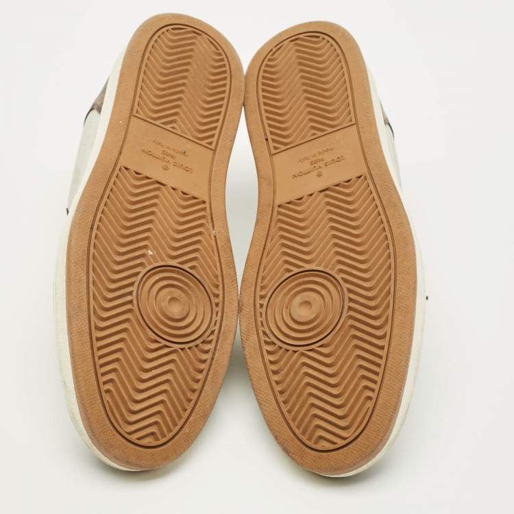 Pre Owned Louis Vuitton Rivoli Size 43.5 Tricolor Monogram Canvas and Leather Lace Up Sneakers