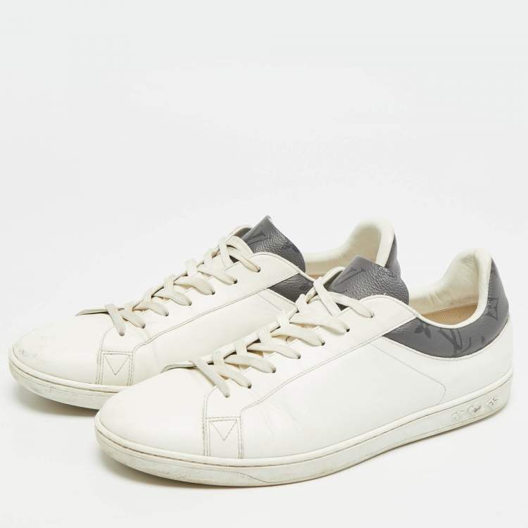 Pre Owned حذاء رياضي لوي فيتون لوكسمبورغ  كانفاس مونوغرامي وجلد أبيض بعنق منخفض مقاس 41.5