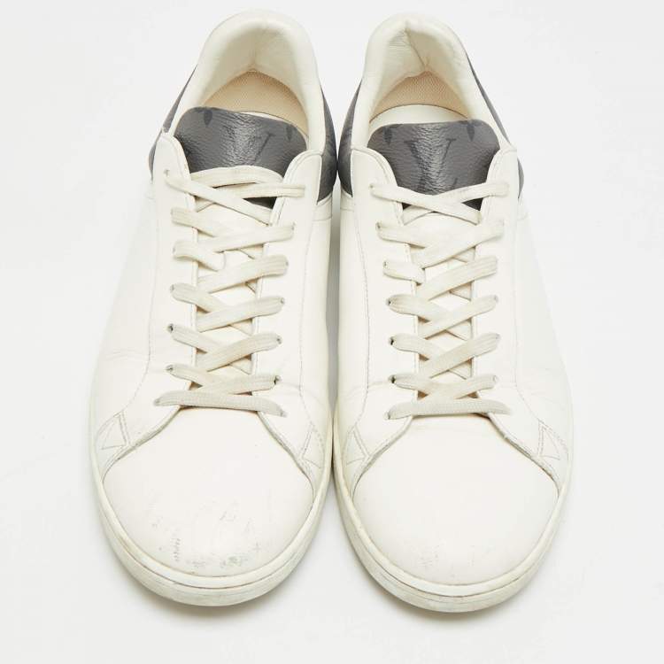 Pre Owned حذاء رياضي لوي فيتون لوكسمبورغ  كانفاس مونوغرامي وجلد أبيض بعنق منخفض مقاس 41.5