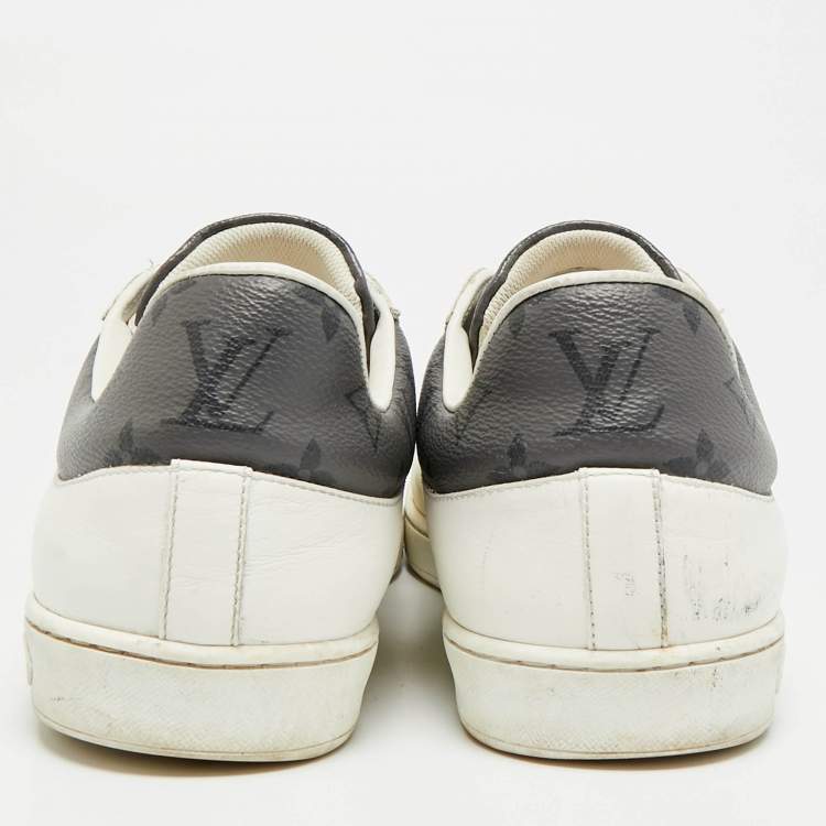 Pre Owned حذاء رياضي لوي فيتون لوكسمبورغ  كانفاس مونوغرامي وجلد أبيض بعنق منخفض مقاس 41.5