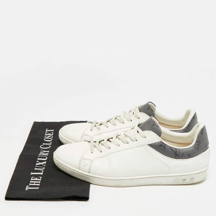 Pre Owned حذاء رياضي لوي فيتون لوكسمبورغ  كانفاس مونوغرامي وجلد أبيض بعنق منخفض مقاس 41.5