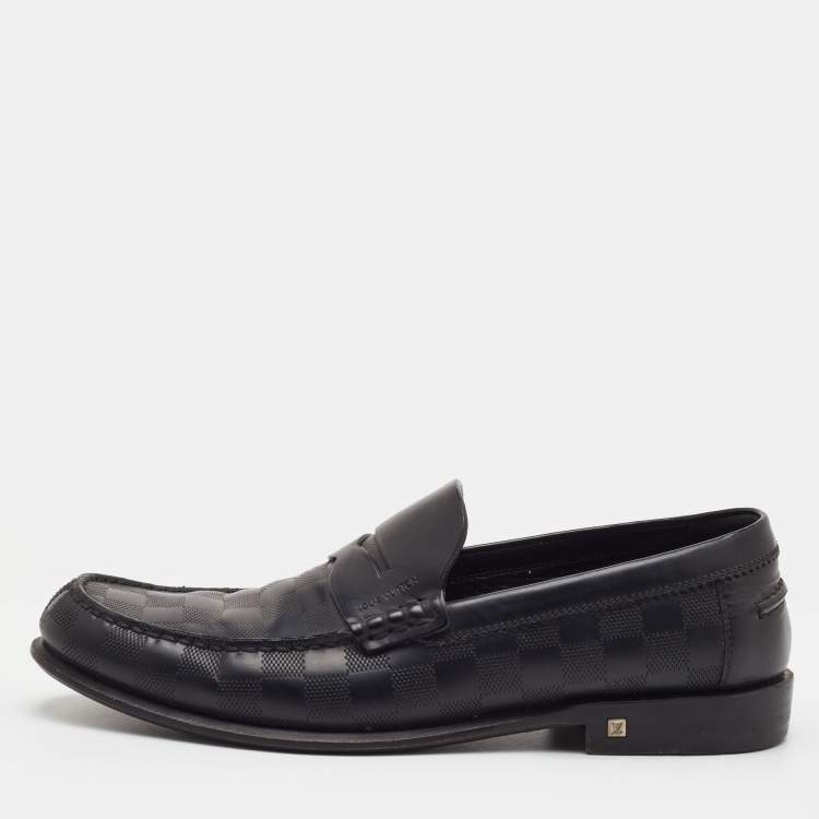 مملوكة مسبقًا Louis Vuitton Damier Infini Embossed Outline Size 41 Black Leather Loafers