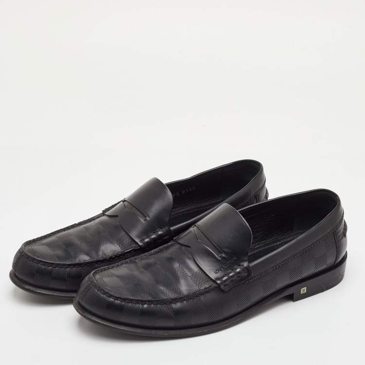 مملوكة مسبقًا Louis Vuitton Damier Infini Embossed Outline Size 41 Black Leather Loafers