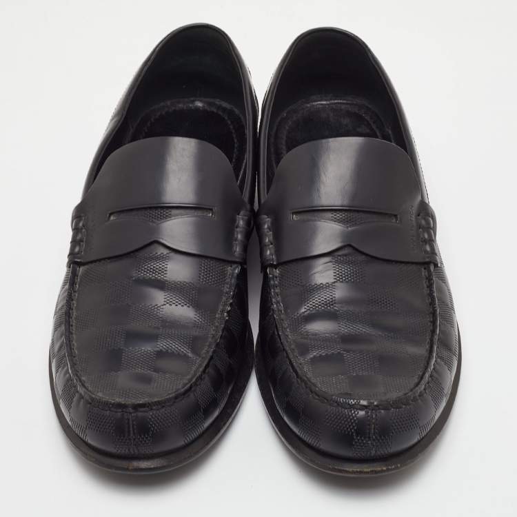 مملوكة مسبقًا Louis Vuitton Damier Infini Embossed Outline Size 41 Black Leather Loafers