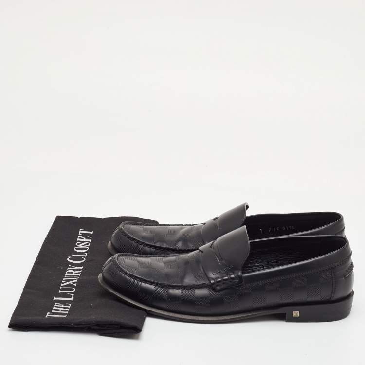 مملوكة مسبقًا Louis Vuitton Damier Infini Embossed Outline Size 41 Black Leather Loafers