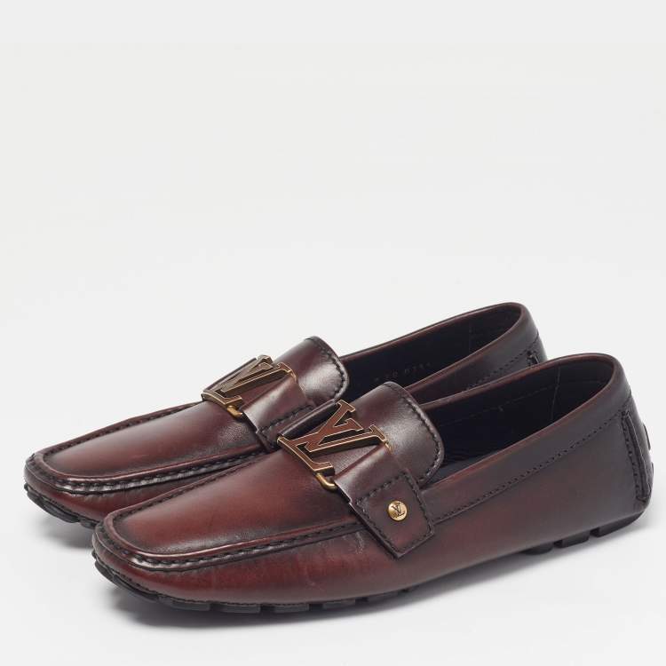 Pre Owned Louis Vuitton Monte Carlo Size 41 Burgundy/Black Leather Loafers