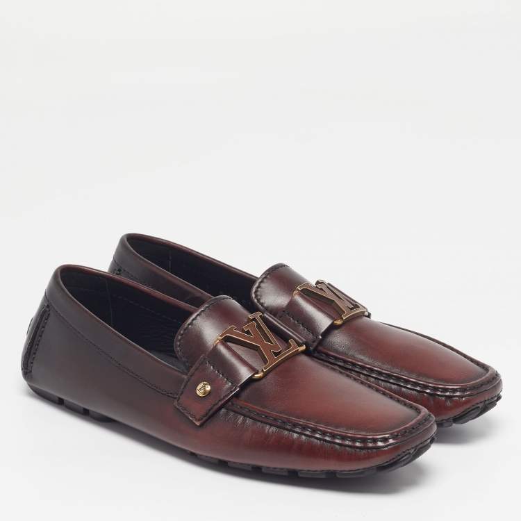 Pre Owned Louis Vuitton Monte Carlo Size 41 Burgundy/Black Leather Loafers
