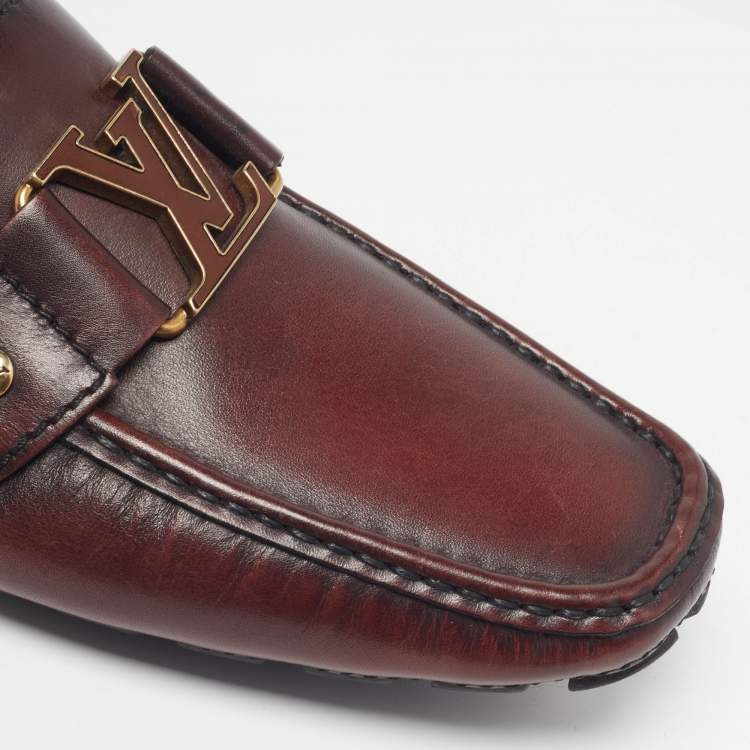 Pre Owned Louis Vuitton Monte Carlo Size 41 Burgundy/Black Leather Loafers