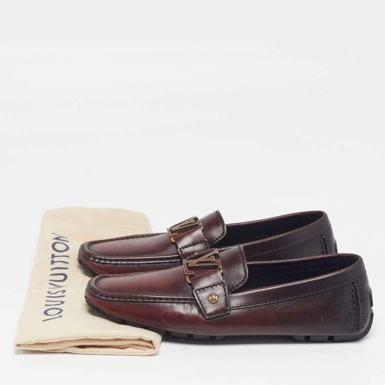 Pre Owned Louis Vuitton Monte Carlo Size 41 Burgundy/Black Leather Loafers