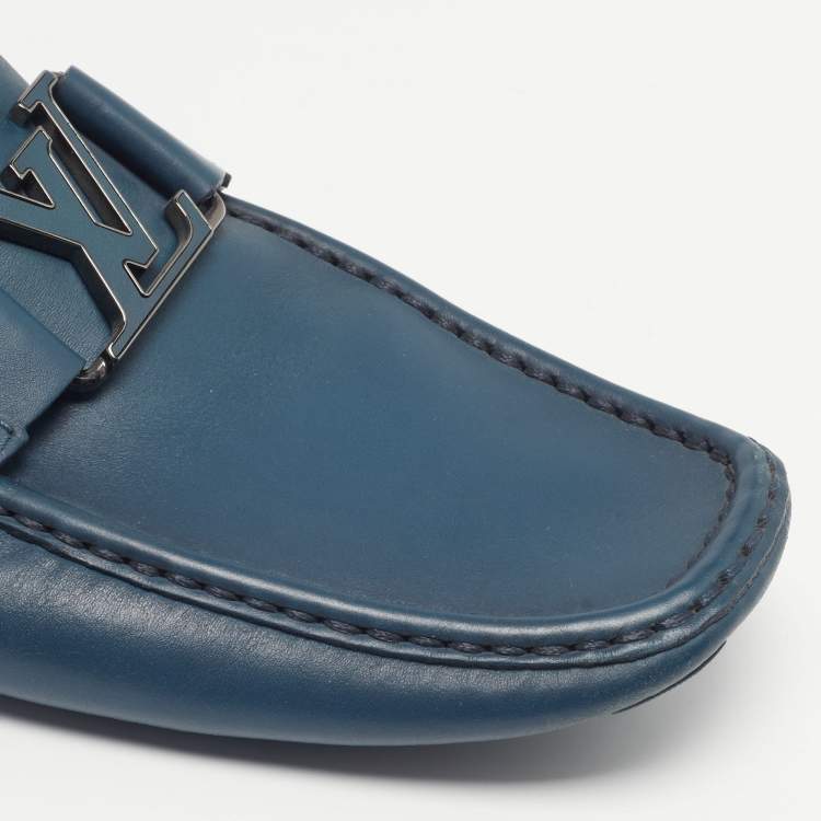 Pre Owned Louis Vuitton Monte Carlo Size 41.5 Blue Leather Loafers