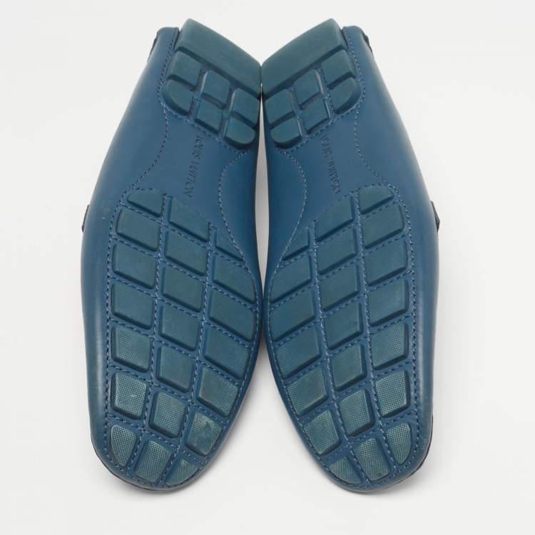 Pre Owned Louis Vuitton Monte Carlo Size 41.5 Blue Leather Loafers