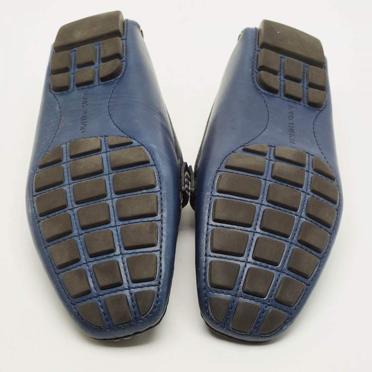 Pre Owned Louis Vuitton Monte Carlo Size 42 Blue Leather Loafers