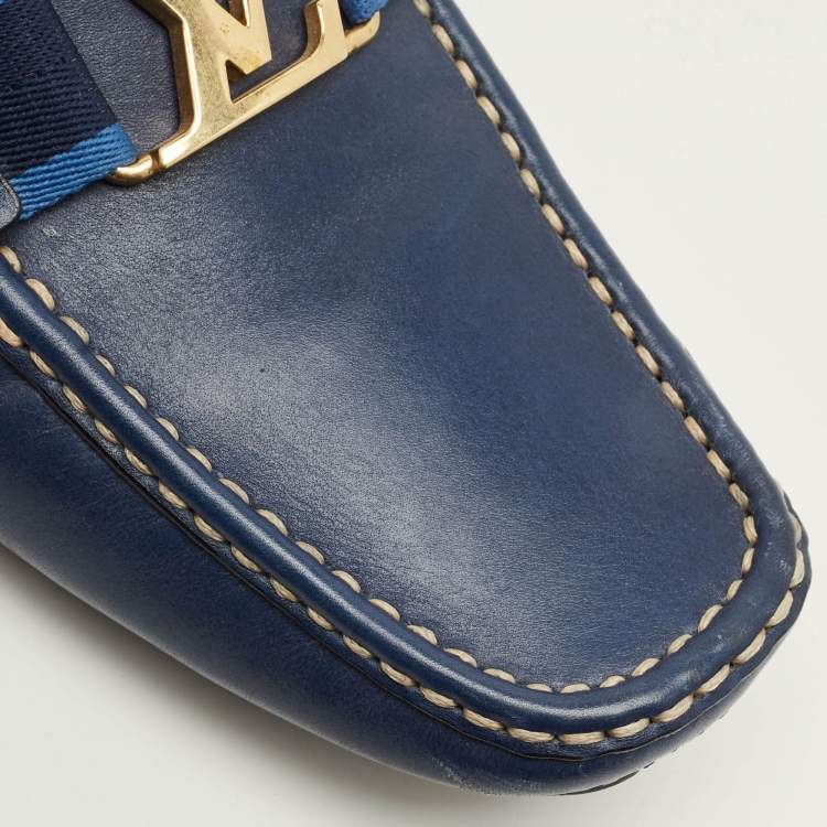 Pre Owned Louis Vuitton Monte Carlo Size 42 Blue Leather Loafers