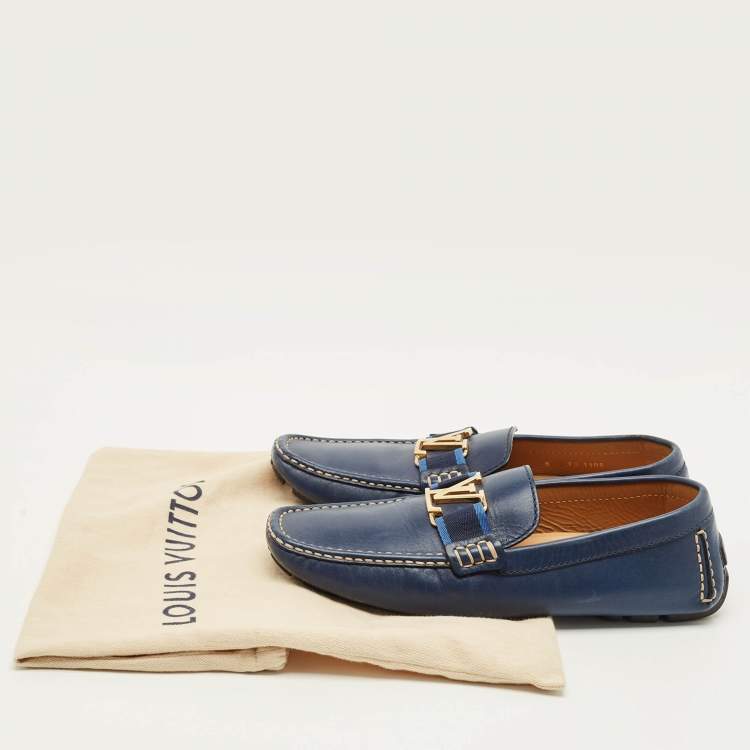 Pre Owned Louis Vuitton Monte Carlo Size 42 Blue Leather Loafers