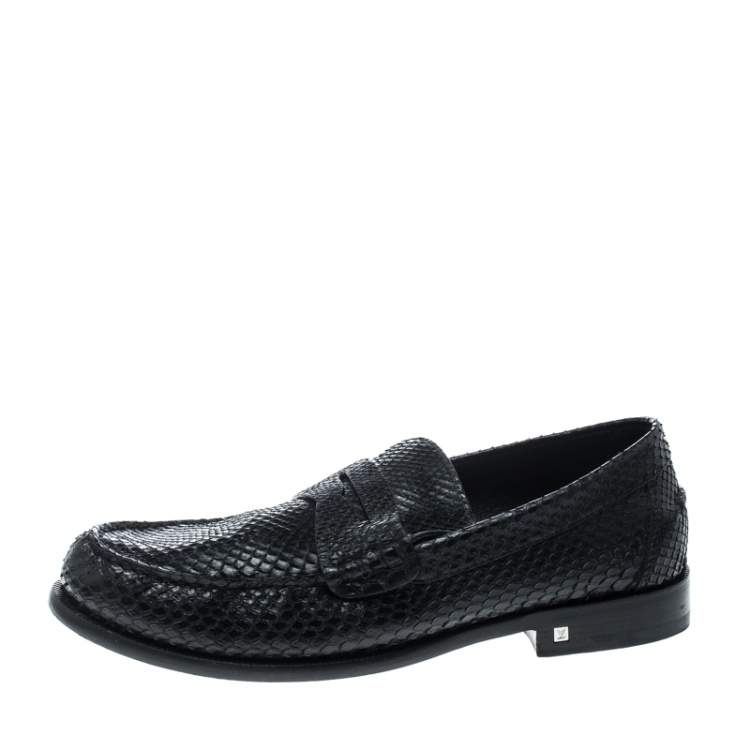 Pre Owned Louis Vuitton Black Python Loafers Size 42