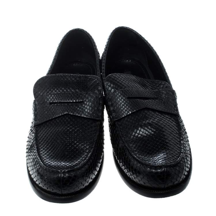 Pre Owned Louis Vuitton Black Python Loafers Size 42