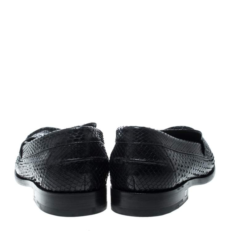 Pre Owned Louis Vuitton Black Python Loafers Size 42