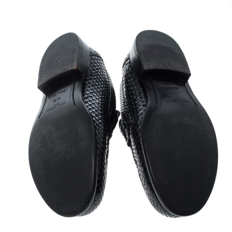 Pre Owned Louis Vuitton Black Python Loafers Size 42