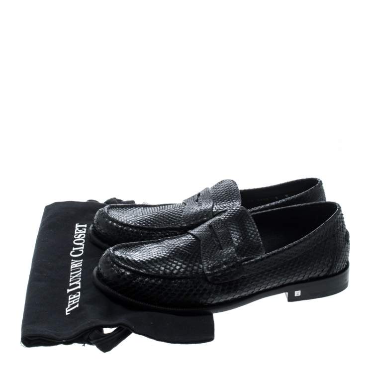 Pre Owned Louis Vuitton Black Python Loafers Size 42
