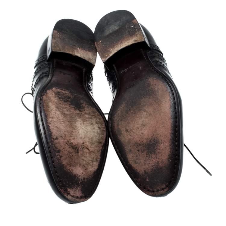 Pre Owned Louis Vuitton Black Brogue Leather Lace Up Oxfords Size 41