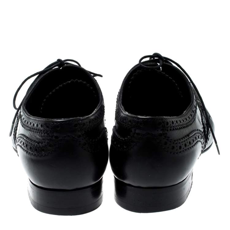 Pre Owned Louis Vuitton Black Brogue Leather Lace Up Oxfords Size 41