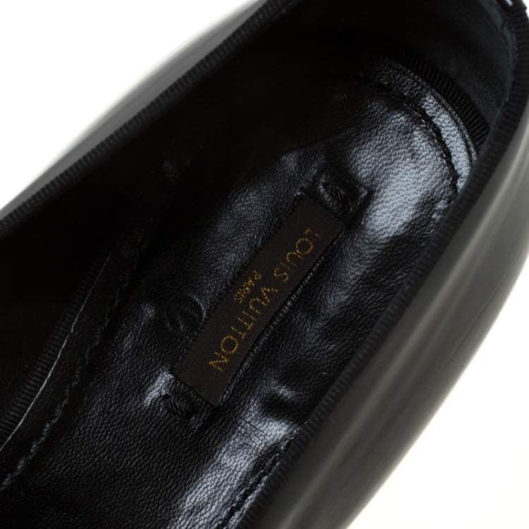 Pre Owned Louis Vuitton Anthracite Patent Leather Glass Dome Loafers Size 42.5
