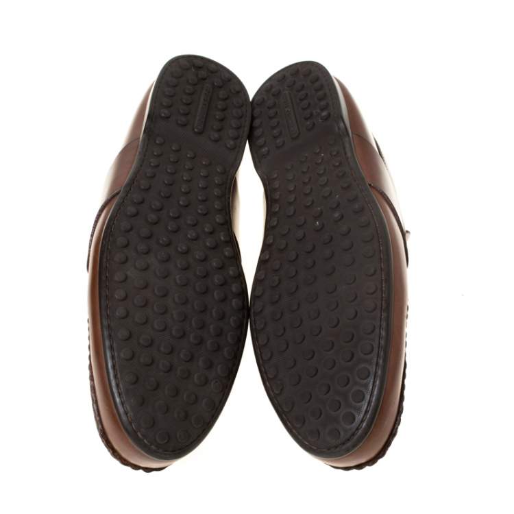 Pre Owned Louis Vuitton Brown Leather Penny Loafers Size 42.5