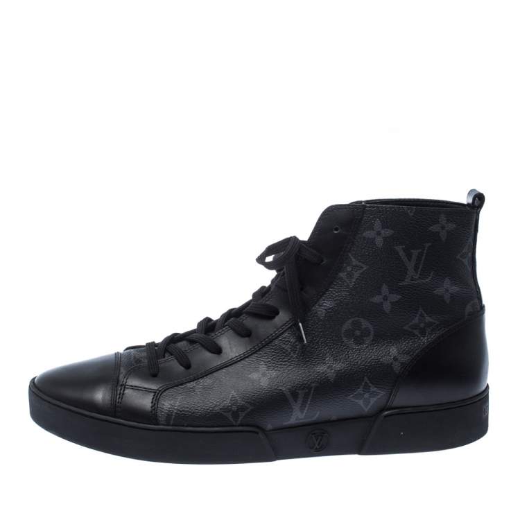 Louis Vuitton White Leather and Monogram Canvas High Top Sneakers Size 415 Louis  Vuitton  TLC
