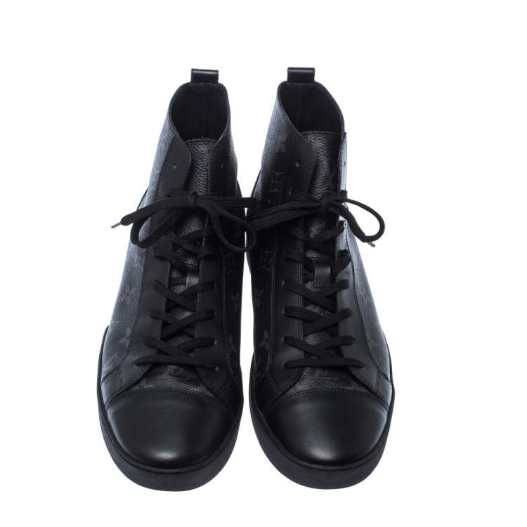 black leather high top shoes