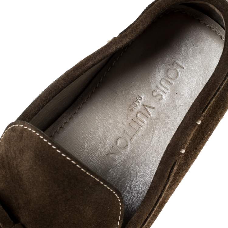 Pre Owned Louis Vuitton Brown Suede Imola Tassel Loafers Size 41.5