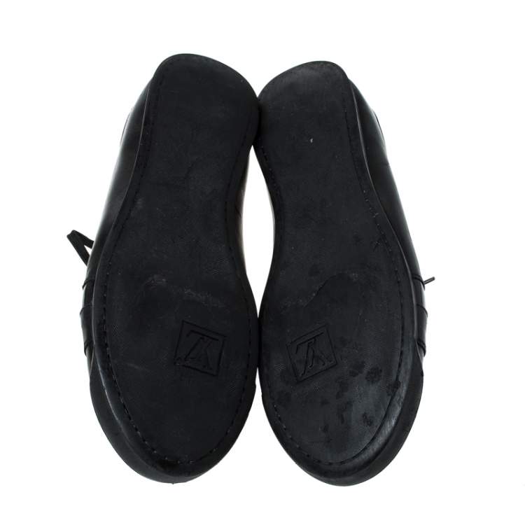 Pre Owned Louis Vuitton Black Leather Lace Up Sneakers Size 44