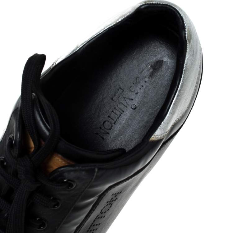 Pre Owned Louis Vuitton Black Leather Lace Up Sneakers Size 44