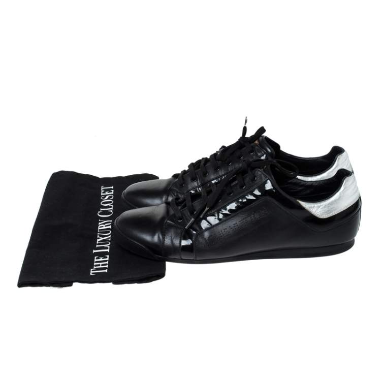 Pre Owned Louis Vuitton Black Leather Lace Up Sneakers Size 44