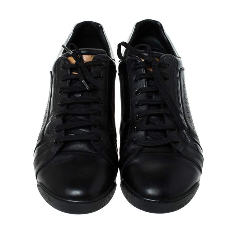 Pre Owned Louis Vuitton Black Leather Lace Up Sneakers Size 44