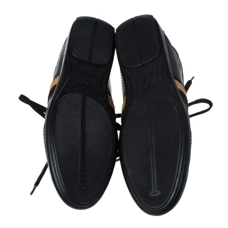 Pre Owned Louis Vuitton Black Leather Lace Up Sneakers Size 39