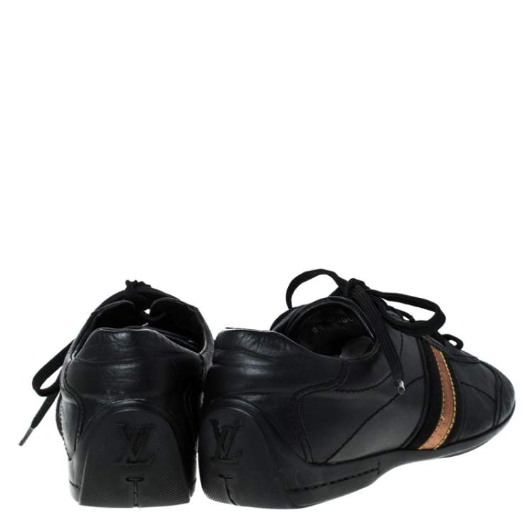 Pre Owned Louis Vuitton Black Leather Lace Up Sneakers Size 39