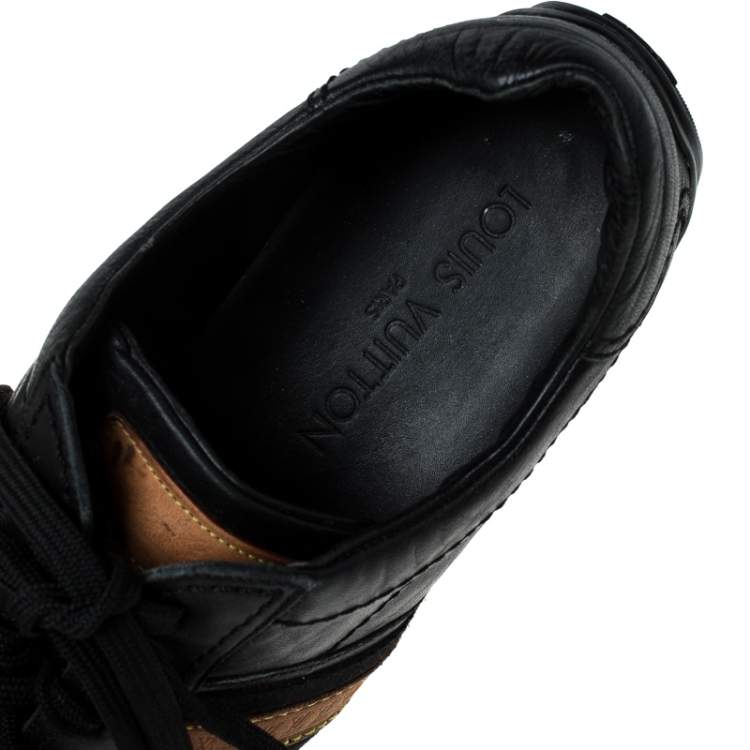 Pre Owned Louis Vuitton Black Leather Lace Up Sneakers Size 39