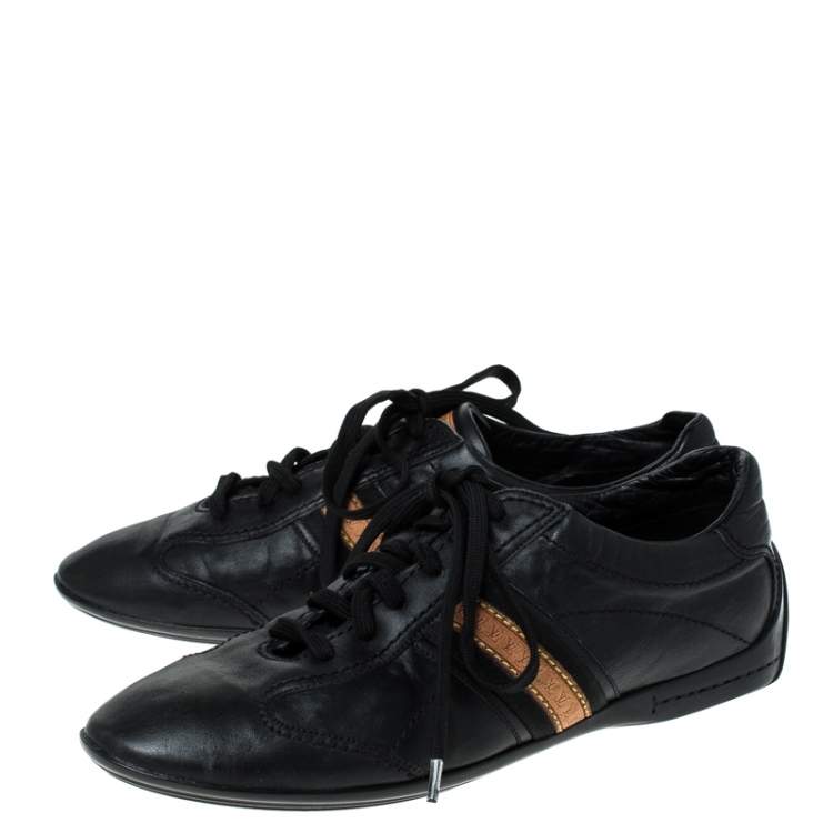 Pre Owned Louis Vuitton Black Leather Lace Up Sneakers Size 39