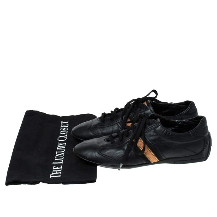 Pre Owned Louis Vuitton Black Leather Lace Up Sneakers Size 39
